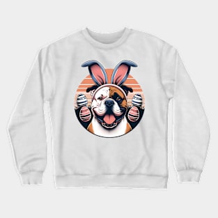 American Bulldog with Bunny Ears Welcomes Easter Crewneck Sweatshirt